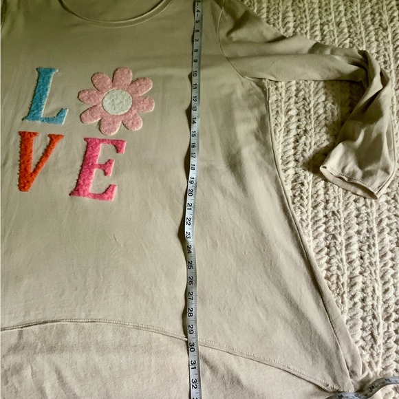 - Cream Crew Neck Sweater  ONE SIZE, french terry - Picture 5 of 7